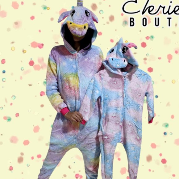 NEW GLOW IN THE DARK unicorn for adult and kids pajama kigurumi onesie - Picture 1 of 4